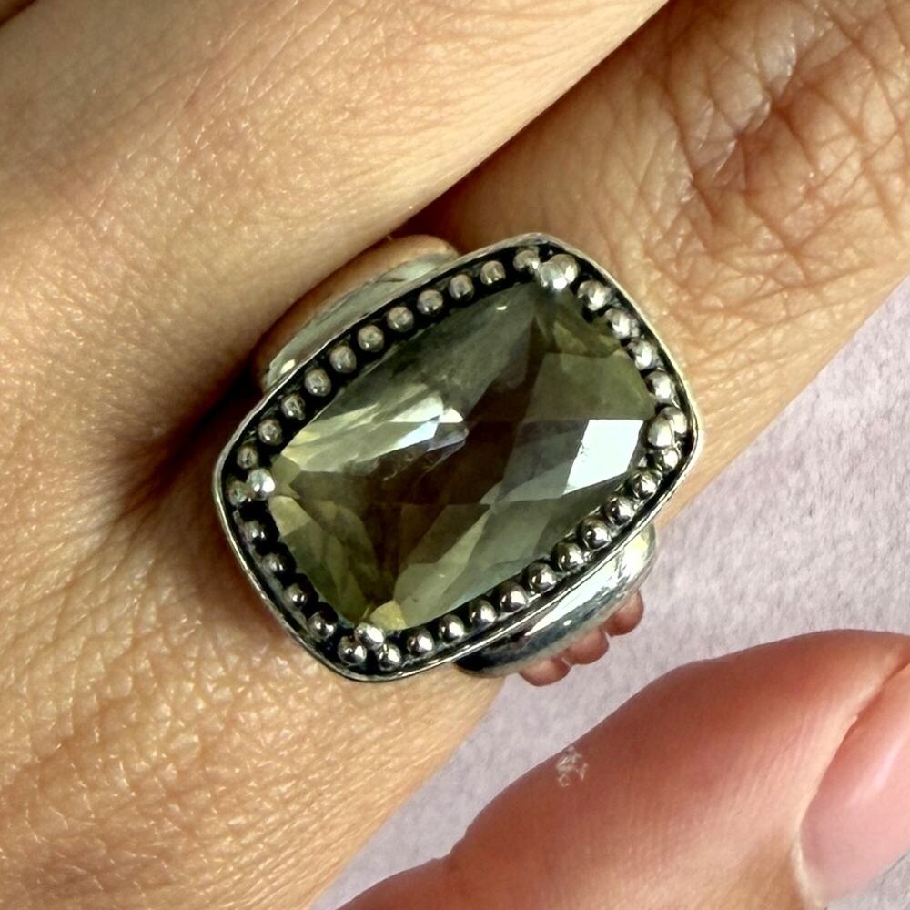 sterling silver faceted quartz ring size 9